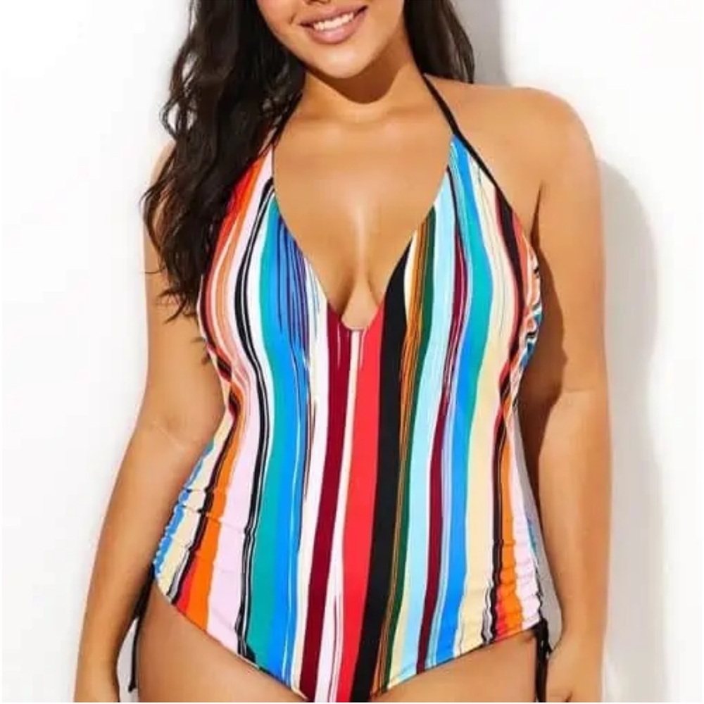 Swimsuits for all striped one piece sz 24